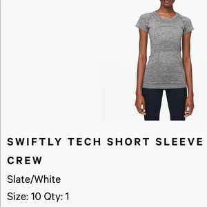 Lululemon Swiftly Tech short sleeve crew Size 10